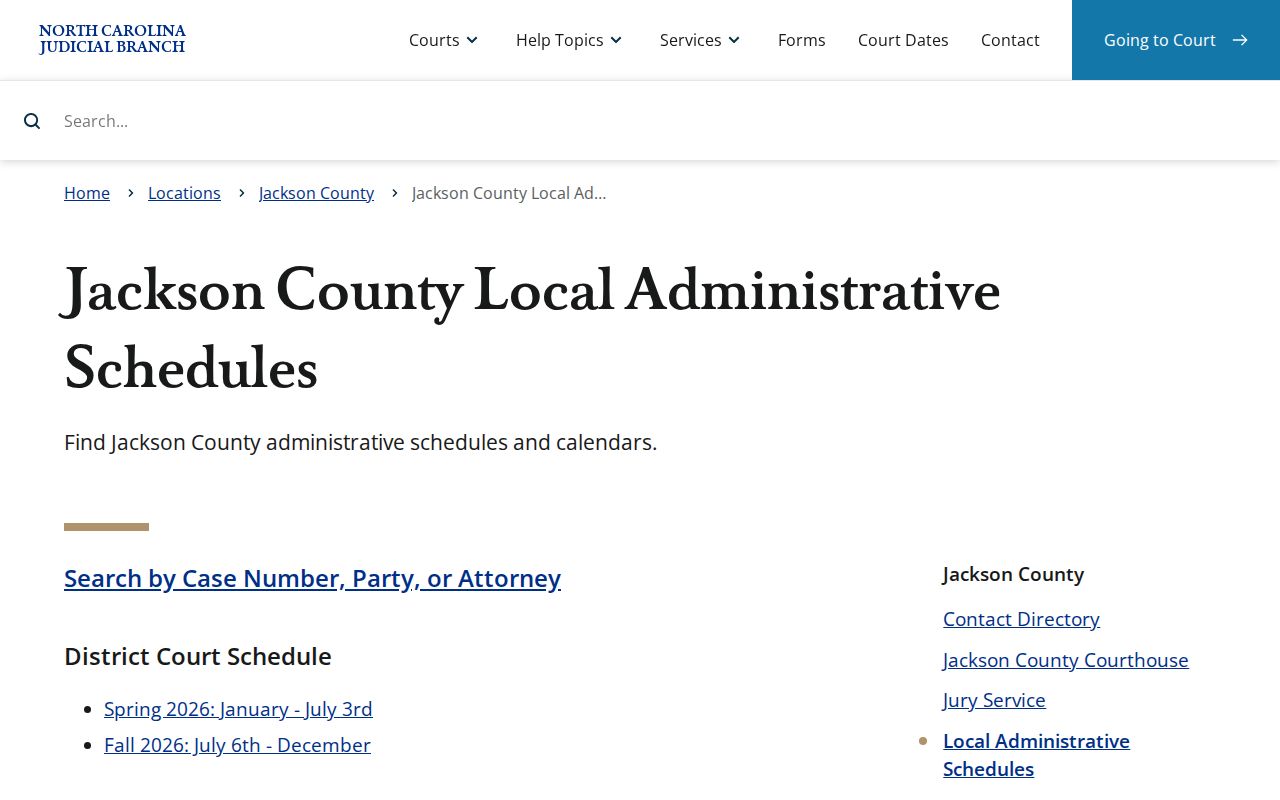 Jackson County court dates local administrative schedules source