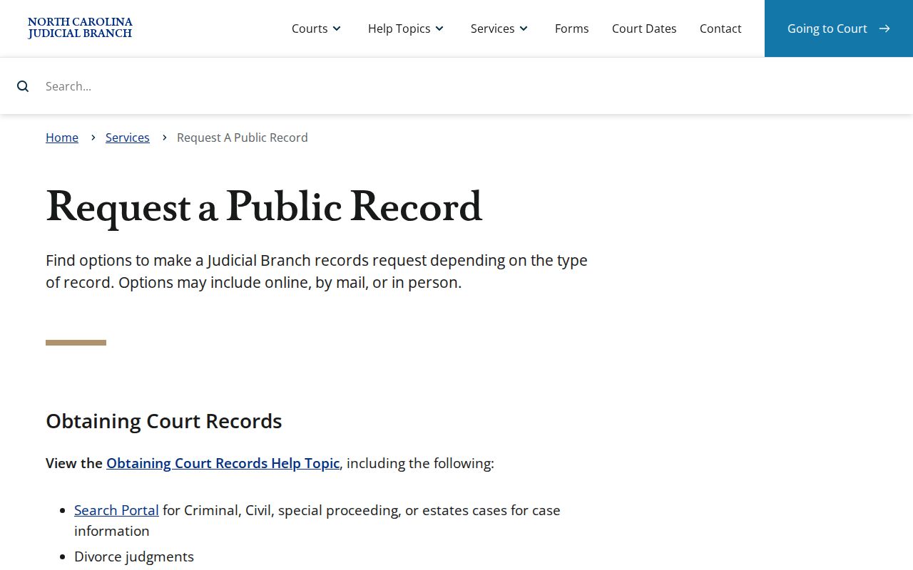 Jackson County court records North Carolina public record request route