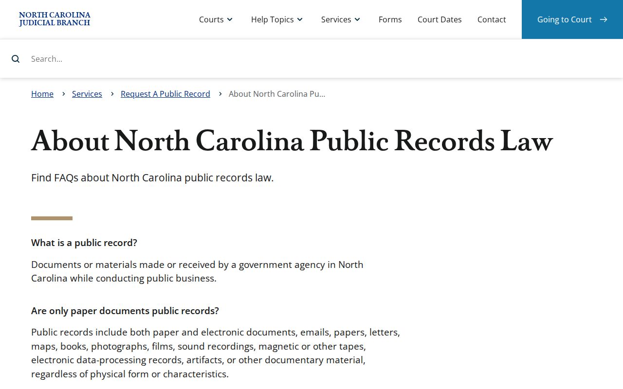 Jackson County court records North Carolina public records law information