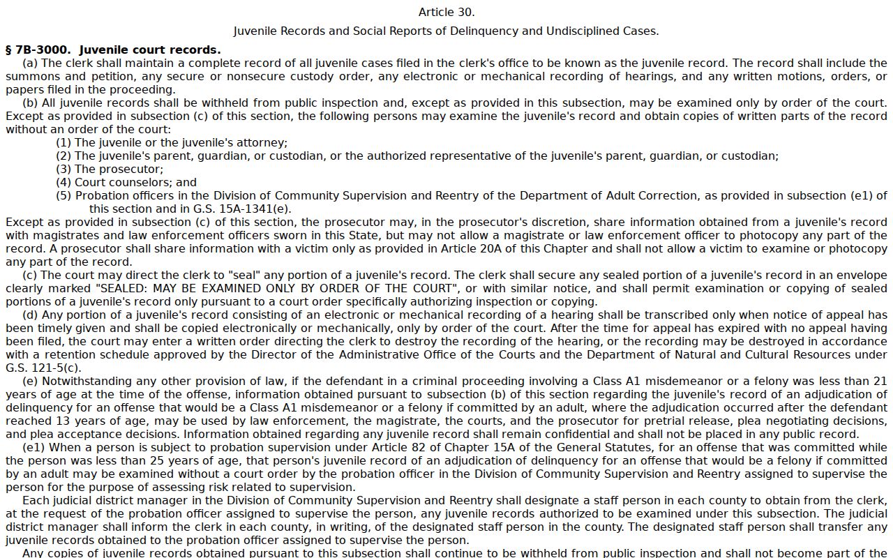 Jackson County criminal docket juvenile record confidentiality source