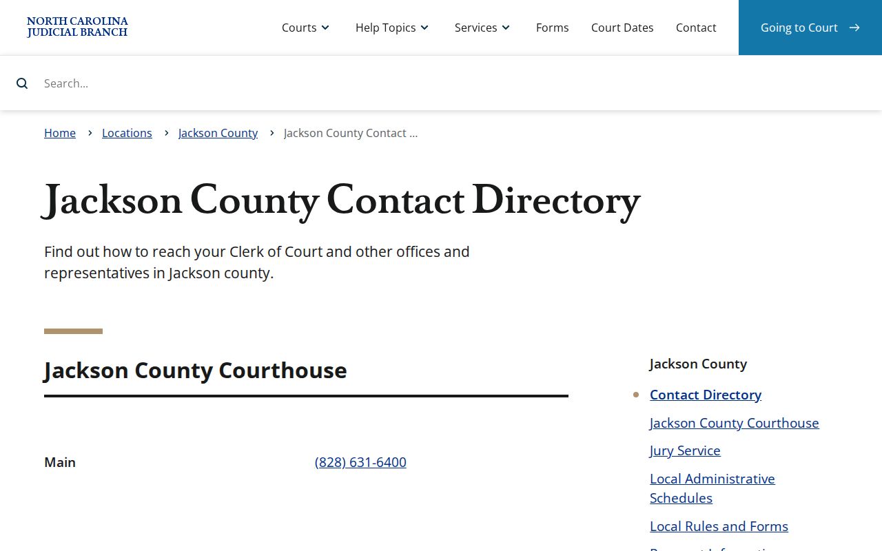 Jackson County court docket Clerk of Superior Court contact directory