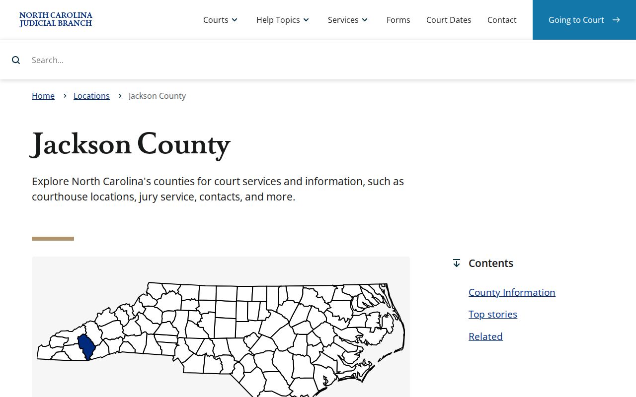 Jackson County court docket court services page