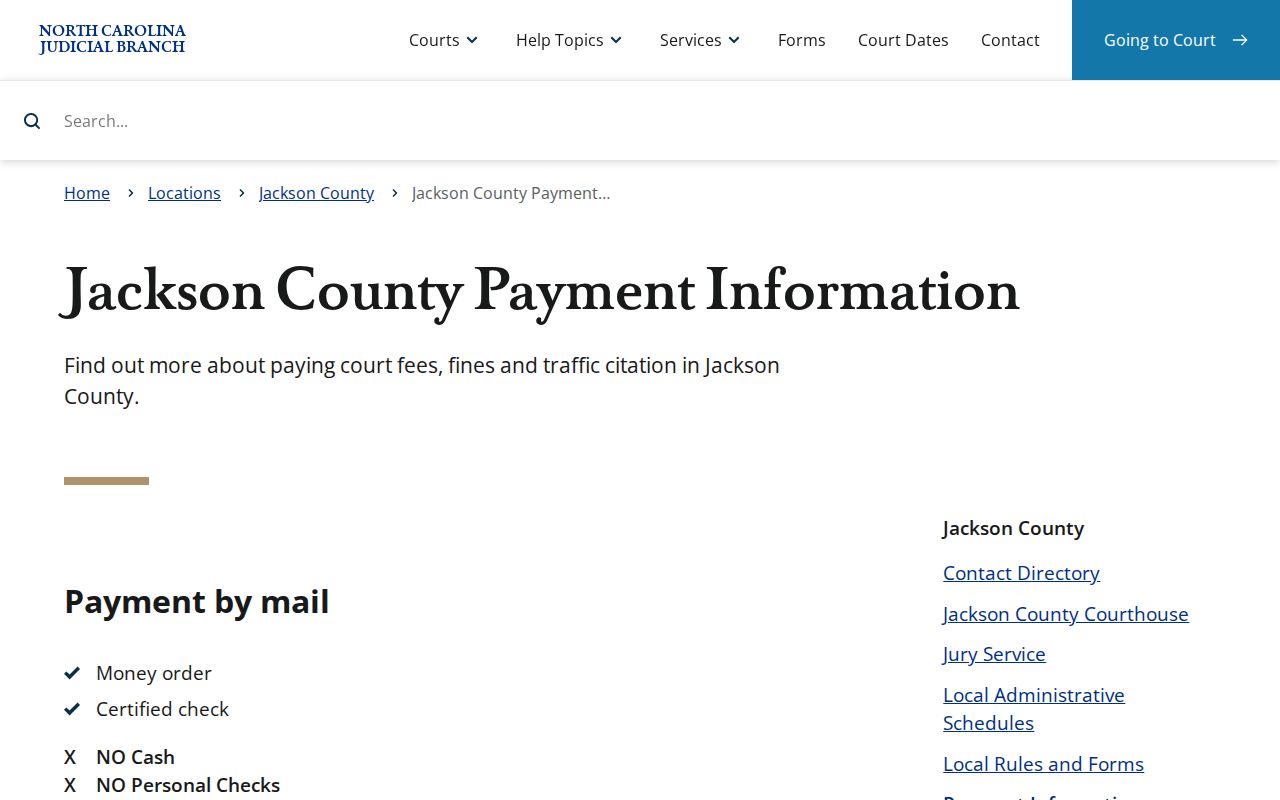Jackson County traffic tickets clerk payment information