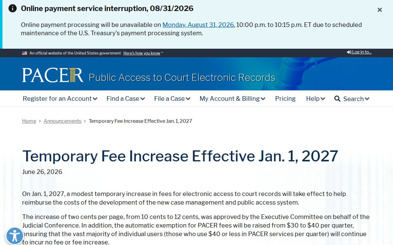 Webster court record search distinction between federal PACER records and state court docket records