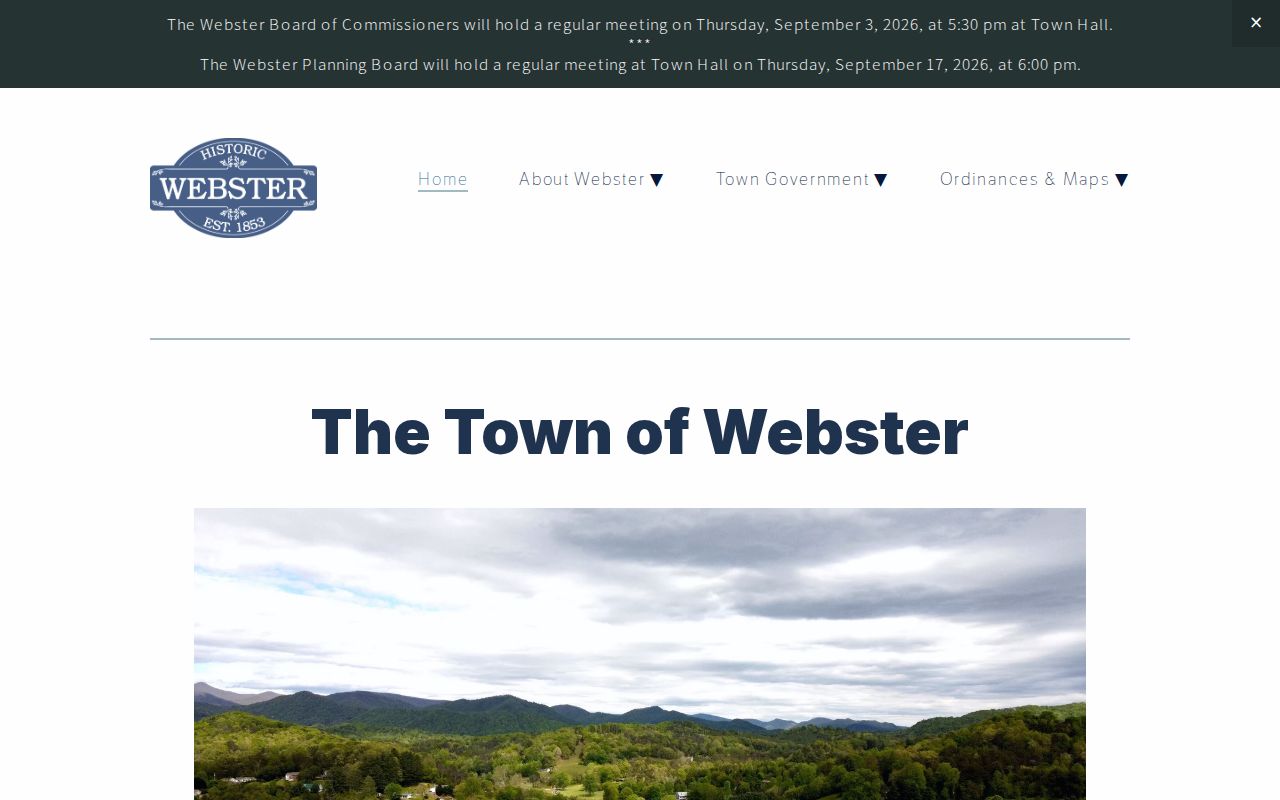 Webster town administration source, not a Webster municipal court docket portal